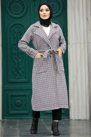 Neva Style - Plum Color High Quality Coat 5956MU - Thumbnail
