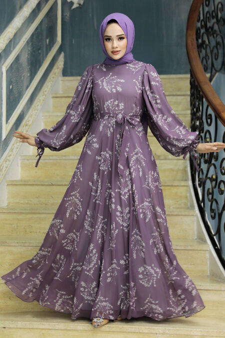  Plum Color High Quality Dress 33072MU - NEVA STYLE