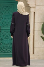  Plum Color High Quality Turkish Abaya 41562MU - 3
