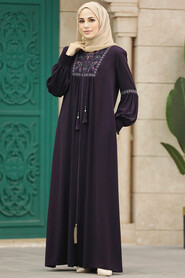  Plum Color High Quality Turkish Abaya 41562MU - 2