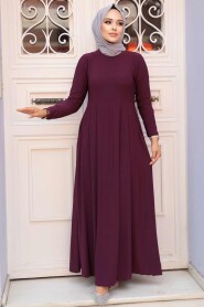 Plum Color Hijab Dress 18130MU - 1