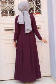 Plum Color Hijab Dress 18130MU - 3