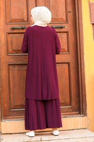  Plum Color Hijab Dual Suit Dress 50054MU - 2