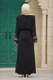  Plum Color Hijab For Women Abaya 23151MU - 3