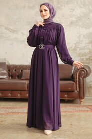  Plum Color Hijab For Women Dress 33284MU - 2