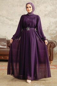  Plum Color Hijab For Women Dress 33284MU - 1