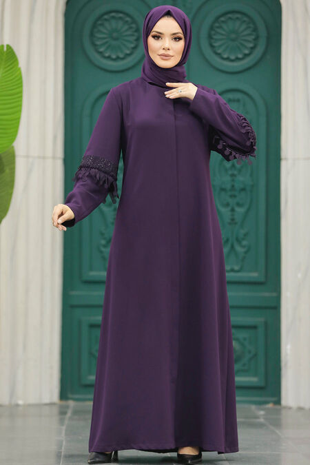  Plum Color Hijab For Women Turkish Abaya 10021MU - NEVA STYLE