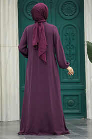 Plum Color Hijab For Women Turkish Abaya 11069MU - 3