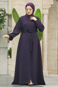 Neva Style - Plum Color Hijab For Women Turkish Abaya 62534MU - Thumbnail