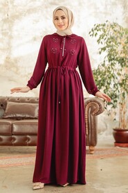  Plum Color Hijab Maxi Dress 13260MU - 3