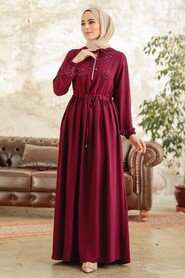  Plum Color Hijab Maxi Dress 13260MU - 2