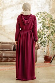  Plum Color Hijab Maxi Dress 13260MU - 4