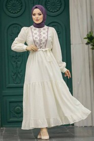  Plum Color Long Dress For Muslim Ladies 13081MU - 3