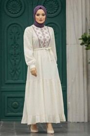  Plum Color Long Dress For Muslim Ladies 13081MU - 2