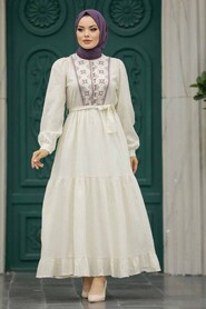  Plum Color Long Dress For Muslim Ladies 13081MU - 1