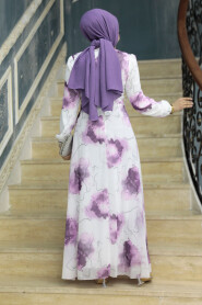  Plum Color Long Muslim Dress 279313MU - 4