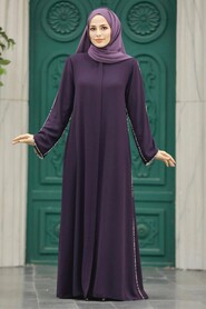  Plum Color Long Turkish Abaya 618MU - 2