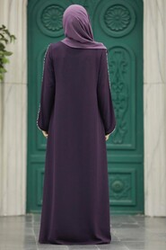  Plum Color Long Turkish Abaya 618MU - 3