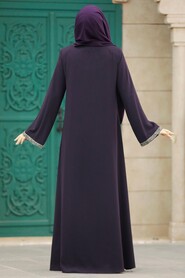 Plum Color Long Turkish Abaya 624MU - 3