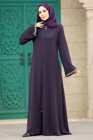  Plum Color Long Turkish Abaya 624MU - 2