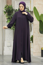  Plum Color Long Turkish Abaya 62536MU - 2