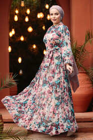  Plum Color Modest Floral Dresses 30065MU - 2