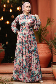  Plum Color Modest Floral Dresses 30065MU - 3