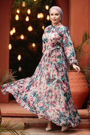  Plum Color Modest Floral Dresses 30065MU - 4