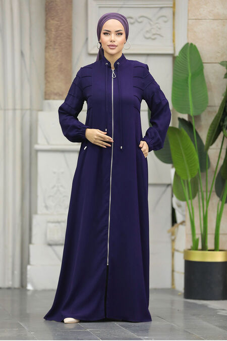  Plum Color Modest Turkish Abaya 20031MU - NEVA STYLE