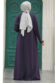  Plum Color Modest Turkish Abaya 60108MU - 3