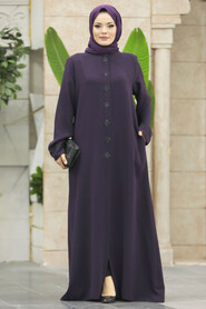  Plum Color Modest Turkish Abaya 62535MU - 4