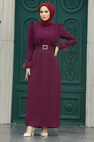  Plum Color Muslim Bridesmaid Dress 8791MU - 1