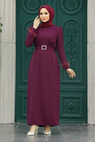  Plum Color Muslim Bridesmaid Dress 8791MU - 2