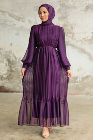  Plum Color Muslim Dress 3747MU - 1