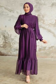  Plum Color Muslim Dress 3747MU - 2