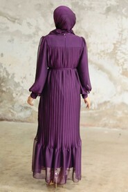 Plum Color Muslim Dress 3747MU - 4