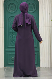  Plum Color Muslim Turkish Abaya 20952MU - 5