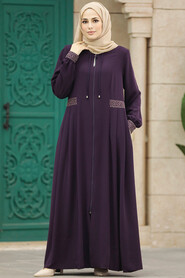  Plum Color Muslim Turkish Abaya 619MU - 1