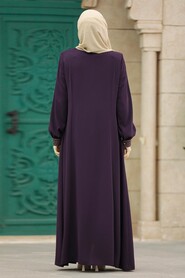  Plum Color Muslim Turkish Abaya 619MU - 2
