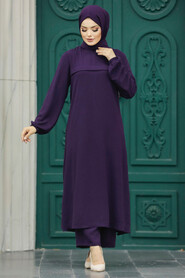 Plum Color Plus Size Dual Suit 34067MU - 3