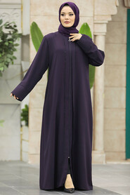  Plum Color Plus Size Turkish Abaya 62537MU - 2