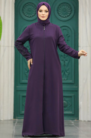  Plum Color Women Turkish Abaya 10081MU - 2