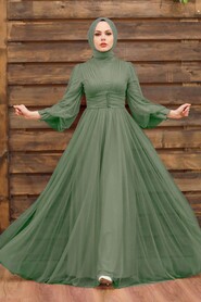  Plus Size Almond Green Islamic Wedding Gown 5478CY - NEVA STYLE