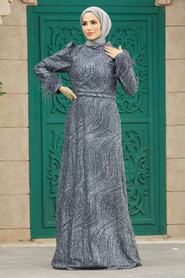  Plus Size Anthracite Islamic Engagement Gown 2323ANT - 2
