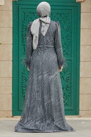  Plus Size Anthracite Islamic Engagement Gown 2323ANT - 3