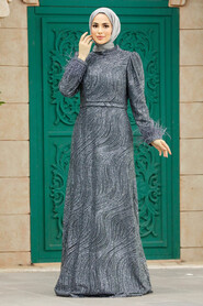  Plus Size Anthracite Islamic Engagement Gown 2323ANT - 1