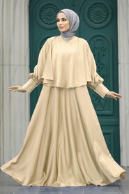  Plus Size Beige Hijab Wedding Gown 6051BEJ - NEVA STYLE
