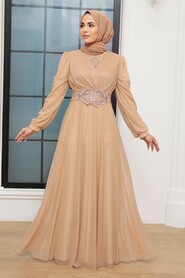  Plus Size Beige Muslim Prom Dress 50151BEJ - 1