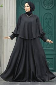 Neva Style - Plus Size Black Hijab Wedding Gown 6051S - Thumbnail