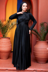  Plus Size Black Islamic Clothing Evening Dress 5397S - 3